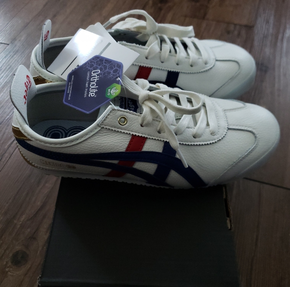 Onitsuka Tiger by Asics White and Blue Sneakers Classic Design